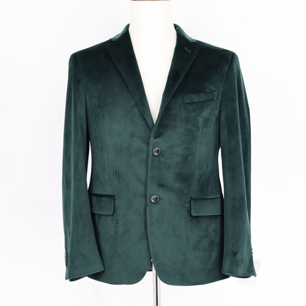 Alfani Men's Solid Green Velvet Slim Fit Classic Suit Blazer Sport Coat Size 38S
